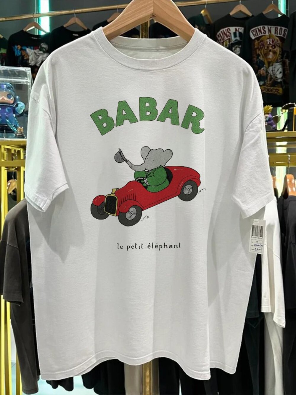 Babar The Elephant Washed White Tee - Picture 1 of 5